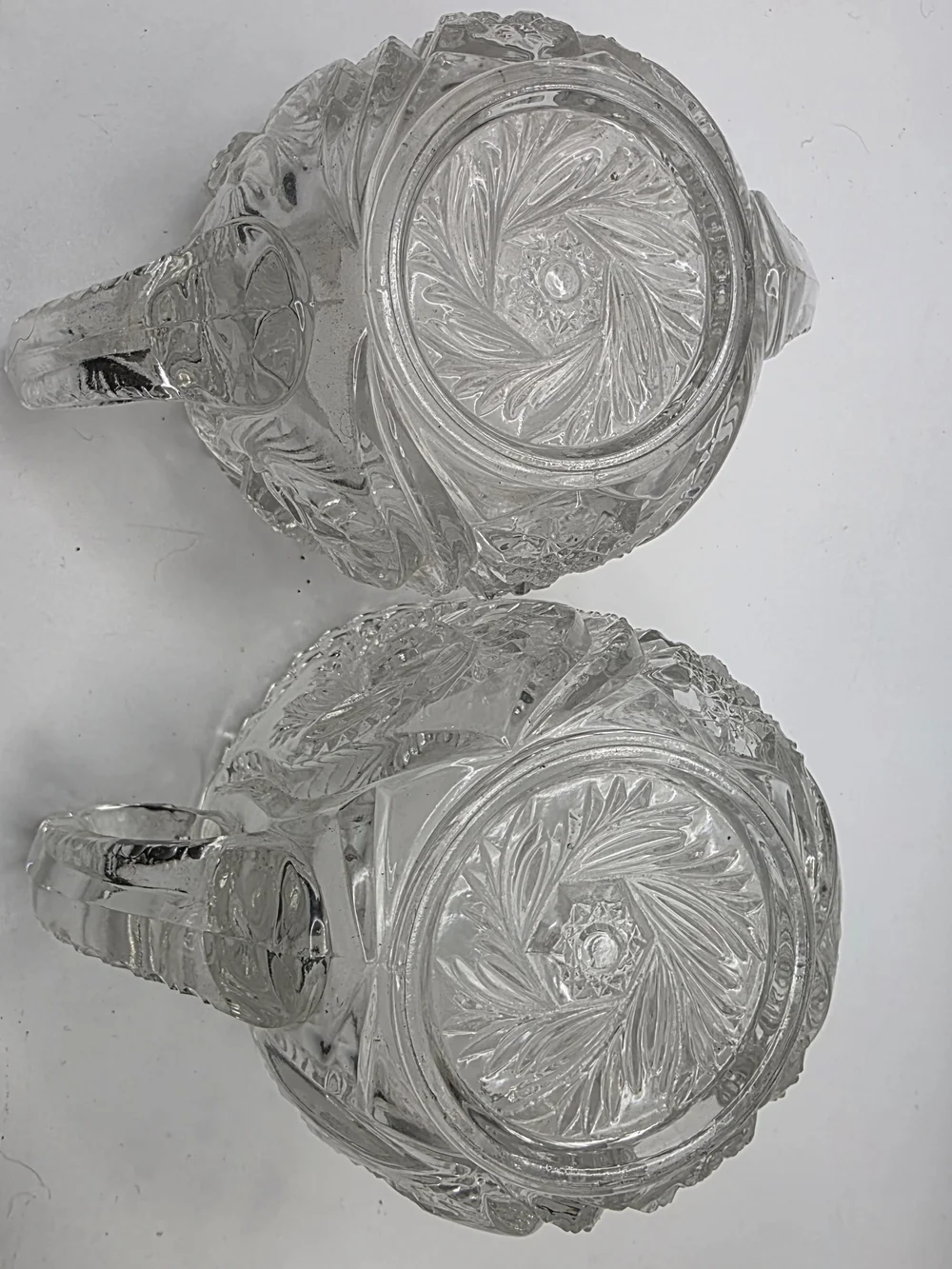 Vintage EAPG Pressed Glass Cream and Sugar Set Pinwheel Starburst Pattern
